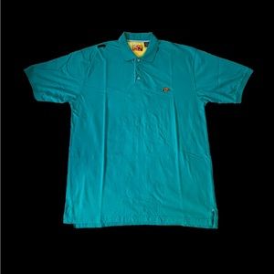 **Nice** AKDMKS JEANius-Rugby Polo Shirt -Aqua Blue-Short Sleeve-Men’s 3XL -Used